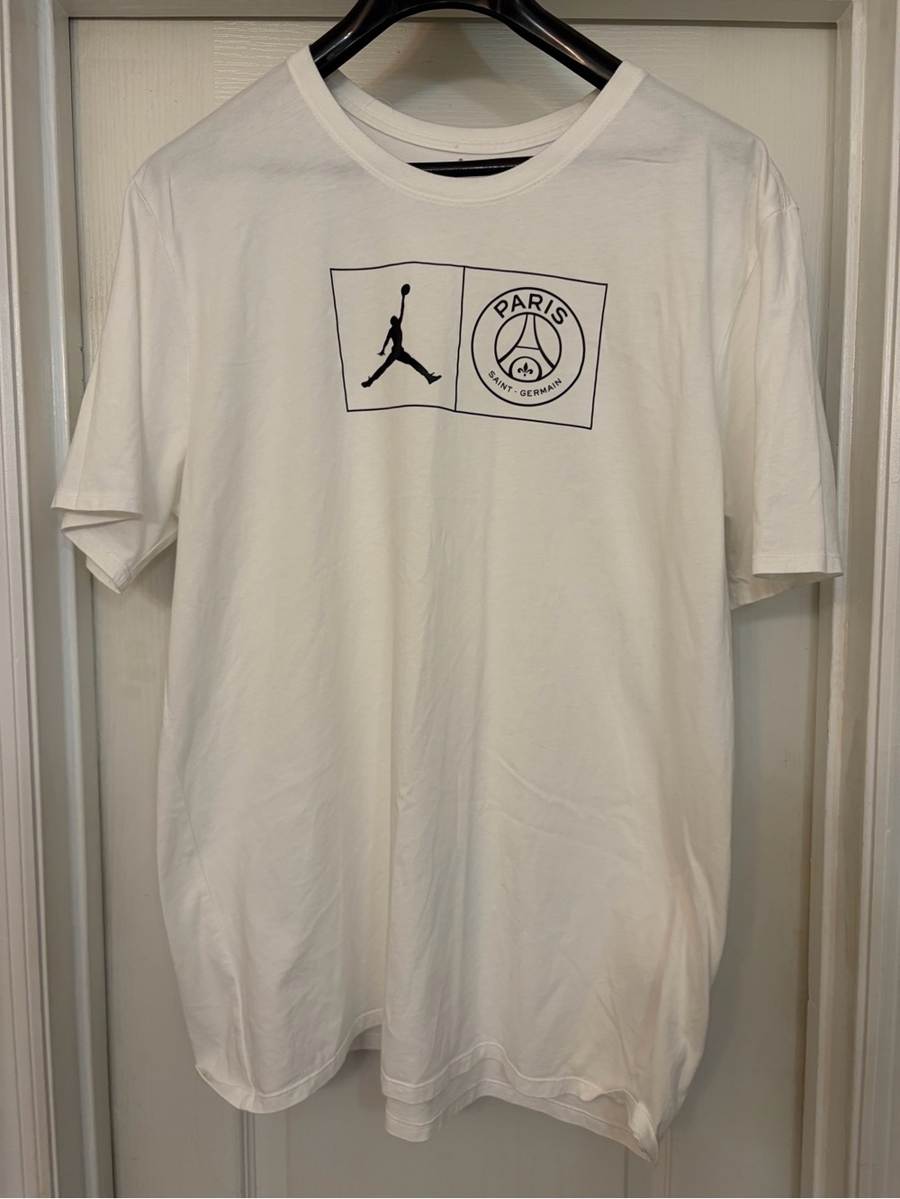 Nike Jordan Paris Saint-Germain PSG Jock Tag T-Shirt White Size Large BQ4280-100